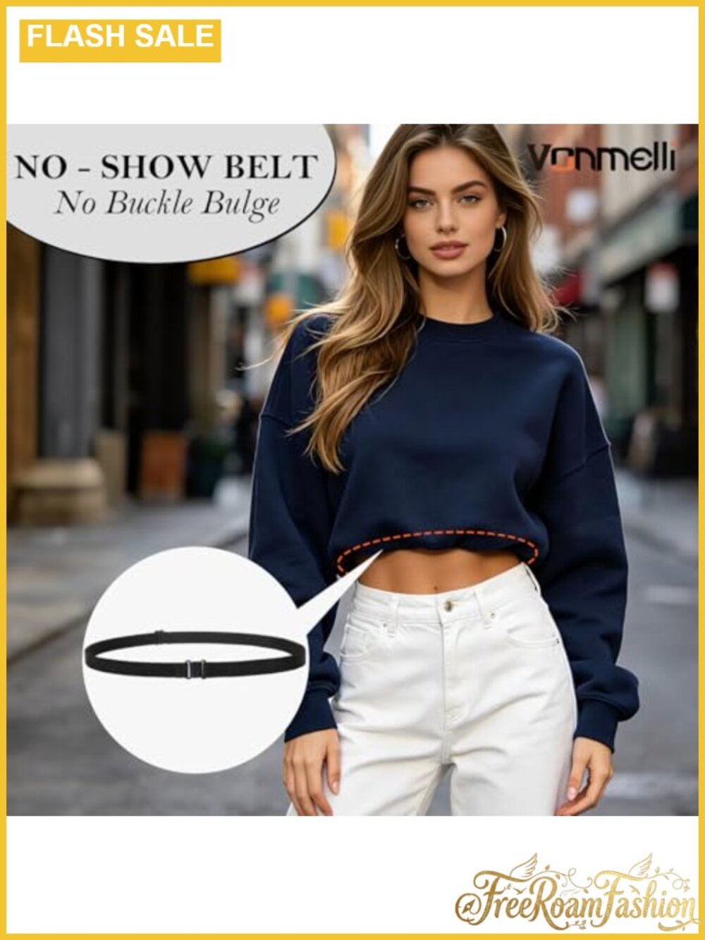 No Show Invisible Elastic Belt Thin Waist Belt for Women Jeans - Picture 4 of 6